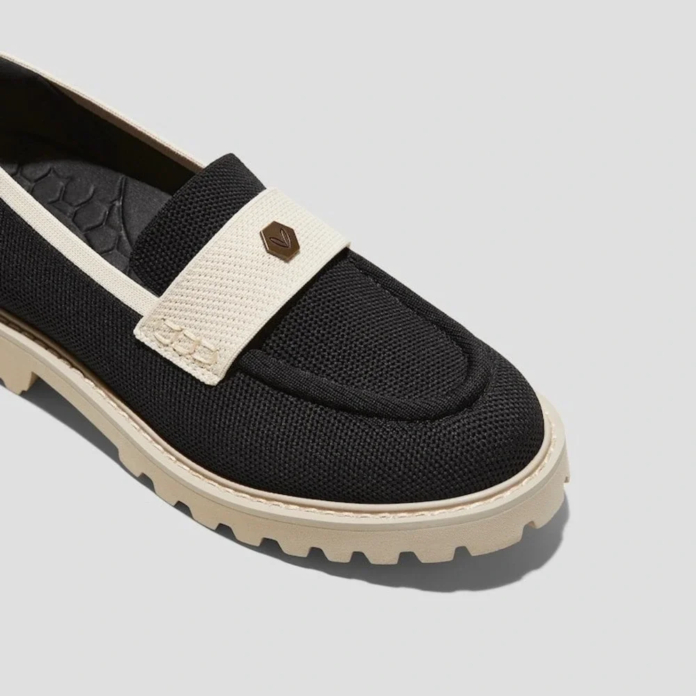 VIVAIA Round-Toe Platform Chunky Heel Loafers Black Slip On Shoes EU/38.5 US/7.5